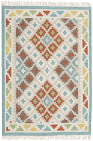 Summer Kelim Matta 120X180 Äkta Modern Handvävd Ljusgrå/Mörkbeige (Ull, Indien)