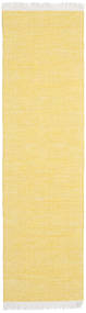 Diamond Ull - Gul Teppe 80X340 Ekte Moderne Håndvevd Teppeløpere Gul/Mørk Beige (Ull, India)