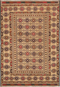 Kilim Golbarjasta Dywan 130X192 Orientalny Tkany Ręcznie Ciemnobeżowy/Ciemnoczerwony (Wełna, Afganistan)