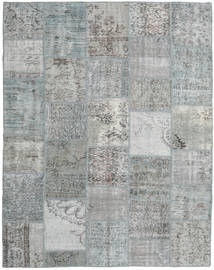 Patchwork Matto 199X251 Moderni Käsinsolmittu Vaaleanharmaa/Tummanharmaa (Villa, Turkki)