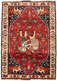 Ghashghai Teppich 110X160 Echter Orientalischer Handgeknüpfter Dunkelrot/Rost/Rot (Wolle, Persien/Iran)
