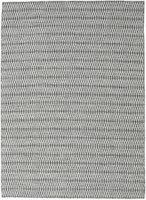 Kilim Long Stitch - Noir/Gris Tapis 210X290 Moderne Tissé À La Main Gris Clair/Gris Foncé (Laine, Inde)
