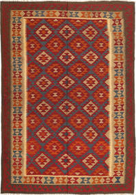 Kilim Maimane Tapete 198X290 Oriental Tecidos À Mão Vermelho Escuro/Castanho Claro (Lã, Afeganistão)