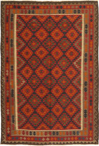 Kilim Maimane Tapete 198X295 Oriental Tecidos À Mão Vermelho Escuro/Castanho Alaranjado (Lã, Afeganistão)