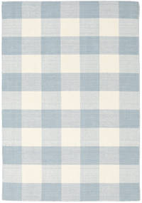 Check Kilim Tapis 140X200 Moderne Tissé À La Main Blanc/Crème/Beige/Bleu Clair (Laine, Inde)