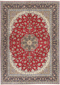 Isfahan Fio De Seda Tapete 300X417 Oriental Feito A Mão Castanho Claro/Cinzento Claro Grande (Lã/Seda, Pérsia/Irão)