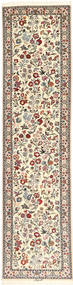 Isfahan Silk Warp Rug 75X315 Authentic Oriental Handknotted Hallway Runner Beige/Light Grey (Wool/Silk, Persia/Iran)