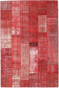 Patchwork Teppe 202X302 Ekte Moderne Håndknyttet Mørk Rød/Rust (Ull, Tyrkia)