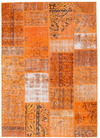 Patchwork Tæppe 160X225 Ægte Moderne Håndknyttet Orange/Lysebrun (Uld, Tyrkiet)