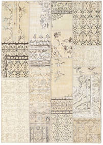 Patchwork Tapete 141X200 Moderno Feito A Mão Bege/Cinzento Claro (Lã, Turquia)