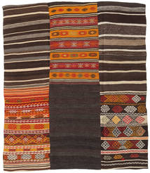 Kilim Patchwork 러그 189X222 정품
 모던 수제 다크 브라운/다크 레드 (울, 터키)