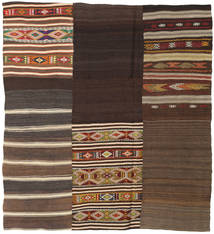 Kilim Patchwork 러그 187X207 정품
 모던 수제 다크 브라운/다크 레드 (울, 터키)