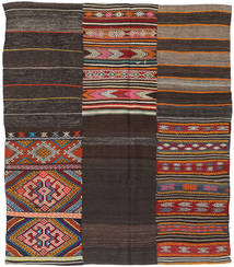 Kilim Patchwork Tappeto 198X234 Moderno Tessuto A Mano Marrone Scuro (Lana, Turchia)