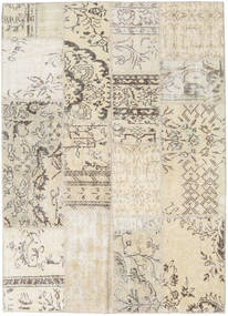 Patchwork Tapete 141X197 Moderno Feito A Mão Cinzento Claro/Bege (Lã, Turquia)