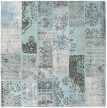 Patchwork Matta 203X203 Äkta Modern Handknuten Kvadratisk Ljusgrå/Ljusblå (Ull, Turkiet)