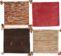 Gabbeh Persan Tapis 40X40 Moderne Fait Main Carré Marron Foncé/Blanc/Crème (Laine, Perse/Iran)