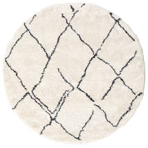 Shaggy Agadir - Off-Branco/Escuro Cinzento Tapete Ø 200 Moderno Redondo Bege/Branco/Creme ( Turquia)