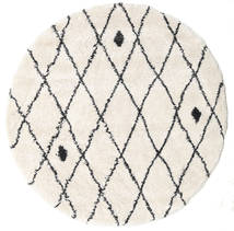 Shaggy Zanjan - Branco Pérola/Escuro Cinzento Tapete Ø 200 Moderno Redondo Bege/Branco/Creme/Cinzento Claro ( Turquia)