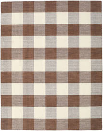 Check Kilim - Marron/Blanc Tapis 190X240 Moderne Tissé À La Main Gris Clair/Marron (Laine, Inde)