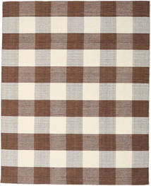 Check Kilim - Marron/Blanc Tapis 240X300 Moderne Tissé À La Main Marron Clair/Gris Clair/Beige (Laine, Inde)