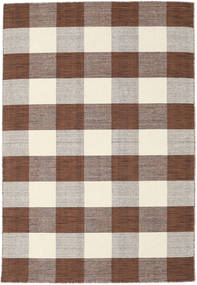 Check Kilim - 갈색/흰색 러그 160X230 정품
 모던 수제 라이트 브라운/베이지 (울, 인도)