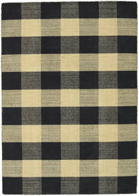Check Kilim - Musta/Kulta Matto 140X200 Moderni Käsinkudottu Musta/Tummanharmaa (Villa, Intia)