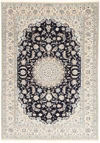 Nain 6La Habibian Tæppe 148X210 Ægte Orientalsk Håndknyttet Lysegrå/Beige (Uld/Silke, Persien/Iran)