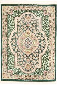 Qum 실크 러그 82X117 정품
 오리엔탈 수제 베이지/다크 그린 (실크, 페르시아/이란)