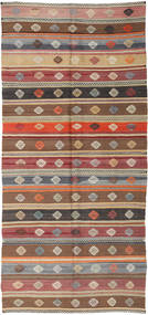 Kilim Turquia Tapete 152X344 Oriental Tecidos À Mão Tapete Passadeira Castanho Claro/Cinzento Claro (Lã, Turquia)