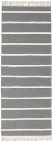 Dhurrie Stripe - 회색 러그 80X200 정품
 모던 수제 복도용 러너
 다크 그레이/라이트 그레이 (울, 인도)