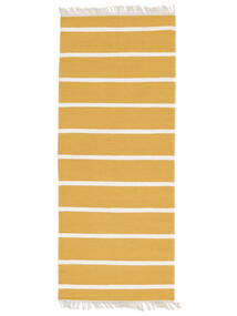 Dhurrie Stripe - Jaune Moutarde Tapis 80X200 Moderne Tissé À La Main Tapis Couloir Marron Clair/Beige (Laine, Inde)