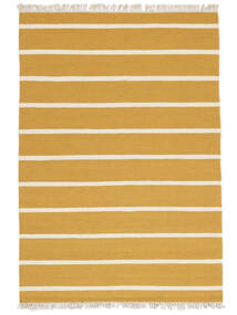 Dhurrie Stripe - Jaune Moutarde Tapis 140X200 Moderne Tissé À La Main Marron Clair/Beige (Laine, Inde)