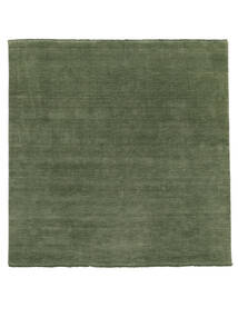 Handloom Fringes - Verde Hierba Alfombra 250X250 Moderna Cuadrada Gris Oscuro/Verde Oliva Grande (Lana, India)