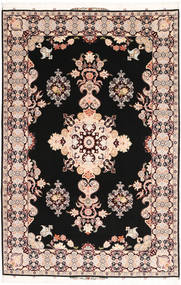 Tabriz#60 Raj Silk Warp Rug 202X305 Authentic Oriental Handknotted Dark Brown/Light Pink (Wool/Silk, Persia/Iran)