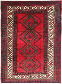 Shiraz Tapete 218X300 Oriental Feito A Mão Vermelho/Azul Escuro (Lã, Pérsia/Irão)