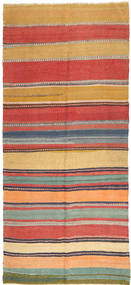 Kilim Fars Tapete 143X320 Oriental Tecidos À Mão Tapete Passadeira Castanho Alaranjado/Castanho Claro (Lã, Pérsia/Irão)