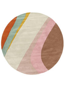Dynamic Handtufted - 핑크색 러그 Ø 200 모던 원형 베이지/라이트 핑크/다크 레드 (울, 인도)