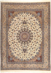 Isfahan 실크 워프 러그 310X423 정품
 오리엔탈 수제 라이트 브라운/베이지 대형 (울/실크, 페르시아/이란)