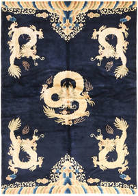 Chinese Antický Art Deco 1920 Koberec 140X198 Orientální Ručně Tkaný Tmavě Modrý/Béžová (Vlna, Čína)