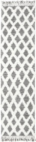 Inez - 진한 갈색/흰색 러그 80X300 정품
 모던 수제 복도용 러너
 라이트 그레이/화이트/크림 (울, 인도)