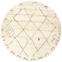 Almaaz - Valkoinen Matto Ø 200 Moderni Käsinsolmittu Pyöreä Beige (Villa, Intia)