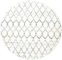 Sauda - Natural Cinzento Tapete Ø 200 Moderno Feito A Mão Redondo Bege/Branco/Creme (Lã, Índia)