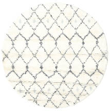 Sauda - Natural Grey Rug Ø 150 Authentic
 Modern Handknotted Round Beige/White/Creme (Wool, India)