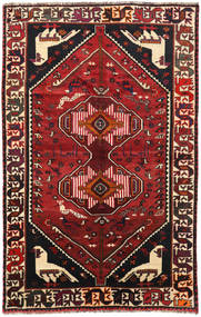 Shiraz Tapete 156X244 Oriental Feito A Mão Vermelho Escuro/Preto (Lã, Pérsia/Irão)