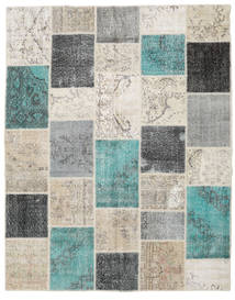 Patchwork 러그 200X252 정품
 모던 수제 라이트 그레이/터코이즈 블루 (울, 터키)