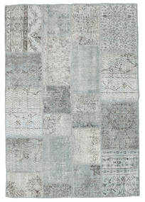 Patchwork Tapete 138X202 Moderno Feito A Mão Cinzento Claro (Lã, Turquia)
