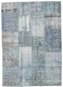 Patchwork Alfombra 136X195 Moderna Hecha A Mano Gris Claro/Azul Claro (Lana, Turquía)