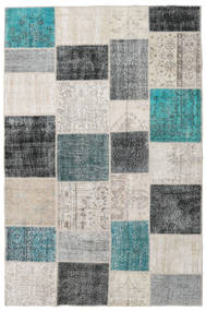 Patchwork Χαλι 200X301 Σύγχρονα Χειροποιητο Ανοιχτό Γκρι/Τυρκουάζ Μπλε (Μαλλί, Τουρκικά)