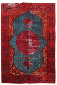 Colored Vintage Relief Tapete 210X307 Moderno Feito A Mão Vermelho Escuro/Azul Escuro (Lã, Turquia)