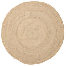 Solana Plain Jute - Natural Vloerkleed Ø 200 Echt Modern Handgeweven Rond Beige/Donkerbeige ( India)